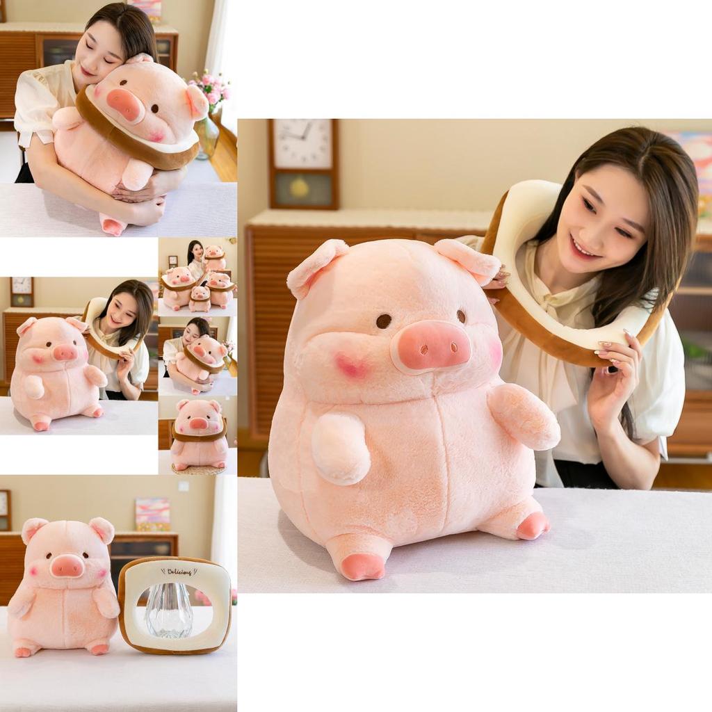 Adorable Plush Pig Doll Soft Crystal Velvet Toast Piggie Stuffed Animal Toy