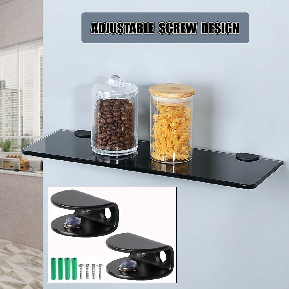 Hardware Stainless Steel Glass Shelf Brackets Adjustable Silver Glass Support Heavy Duty Wall Mount Clip