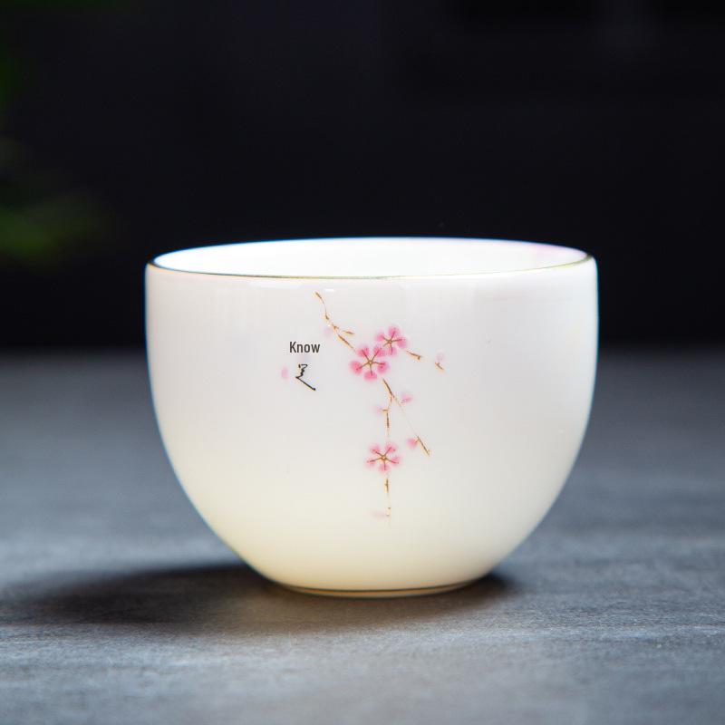Ruyi Lamb Fat Jade Porcelain Tea Tasting Cup - Gongfu Style White Host Cup 80ml