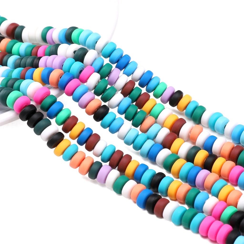 115 ks Měkké keramické korálky Hliněné ploché korálky pro DIY výrobu náramků, náhrdelníků a šperků