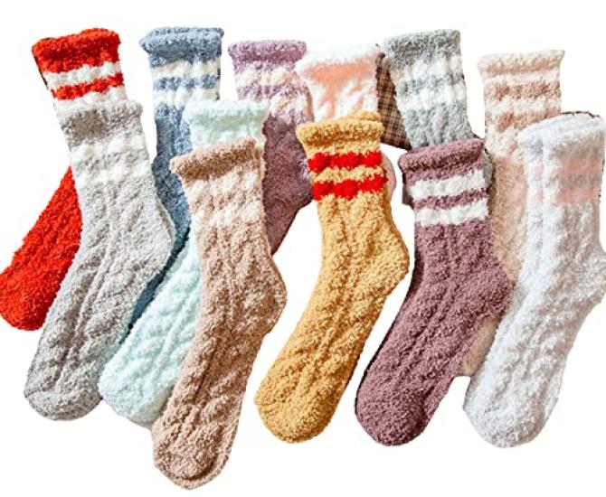 Next Grants Fluffy Room Solid Colors with Cute and Stylish for Cold Loose Pastel Socks Women's Socks, Stripes, Winter, Protection, Anti-Slip,