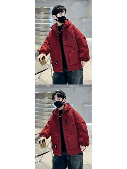 Boys' Quilted Windbreaker Jacket - Fashionable, Thickened, Cotton-Padded Winter 2024 Style for Kids