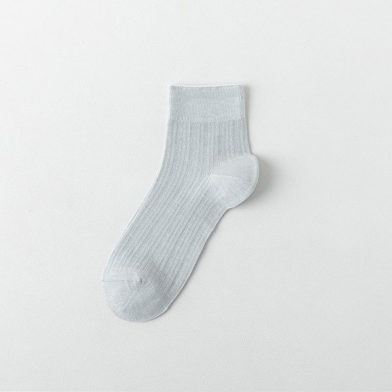 Female Summer Thin Pure Color All Build Casual Simple Breathable Mesh Wicker Sweat Boneless Short Socks