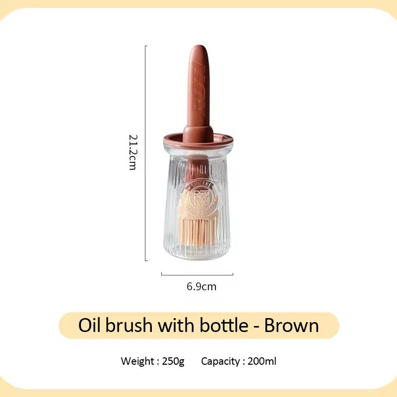2 in 1 Silicone Dropper Measuring Oil Dispenser Bottle Glass Olive Oil Dispenser Bottle With Silicone Brush
