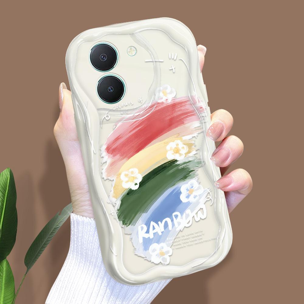 Niedliches Cartoon-Muster Creme Textur Gehäuse Wellenförmiger Rand Weiche Silikonhülle Telefonhülle für Vivo