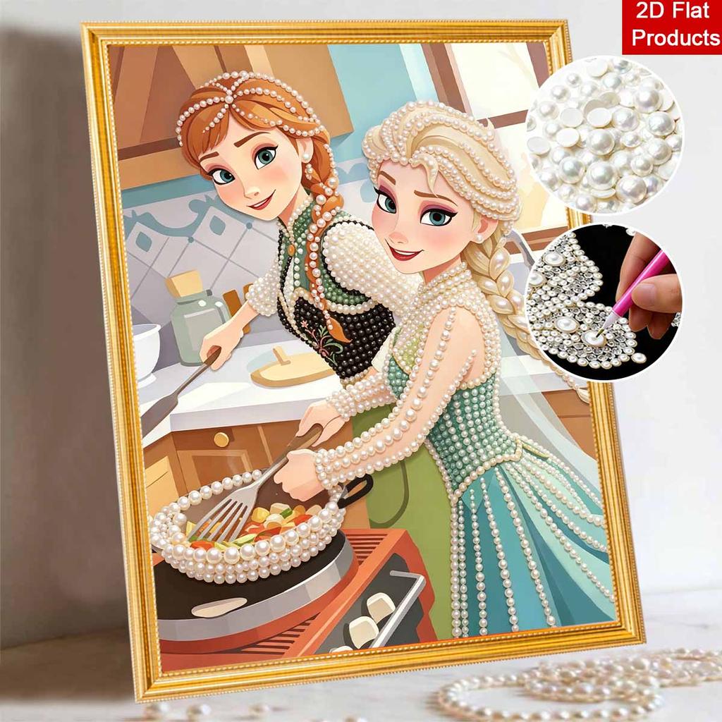 Disney Pearl Painting Anna and Elsa DIY Pearl Painting Gem Art Pearl Dot Painting Picture Crafts Adult Beginner Gifts Home Decor