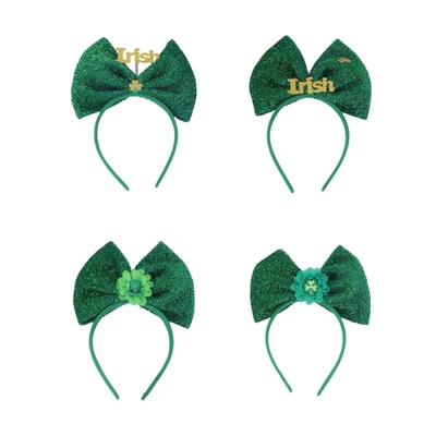 Patrick's Day Party Bowknot Headband with Shamrock Decors Hair Accesories Party Headwear for Festival Celebrations