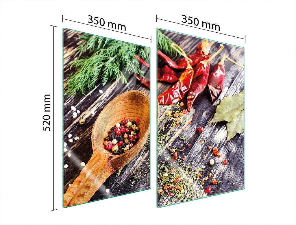 SZKLANA PŁYTA OCHRONNA DO KUCHNI 2x35x52 PRZYPRAWY