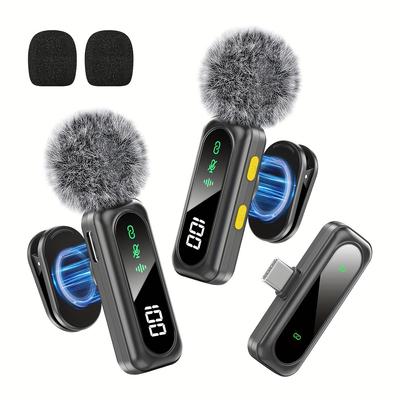 High qualityHITOZON Professional Wireless Lavalier Microphone with LED Power Display, Plug & Play, USB-C, Rechargeable Battery, Ideal for Content