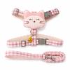 Pink Plaid Cat Harness and Leash Set Size S, Breathable Mesh Anti‑Escape Cat Vest Harness with Cute Doll Bell Decor, Adjustable for 2‑6kg Small Cats