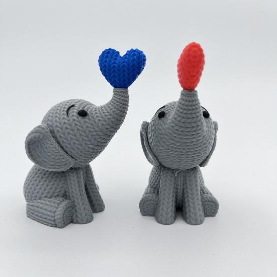 Elephant Heart Sculpture 3D Printed Small Elephant Figurine for Wedding Anniversary Valentine's