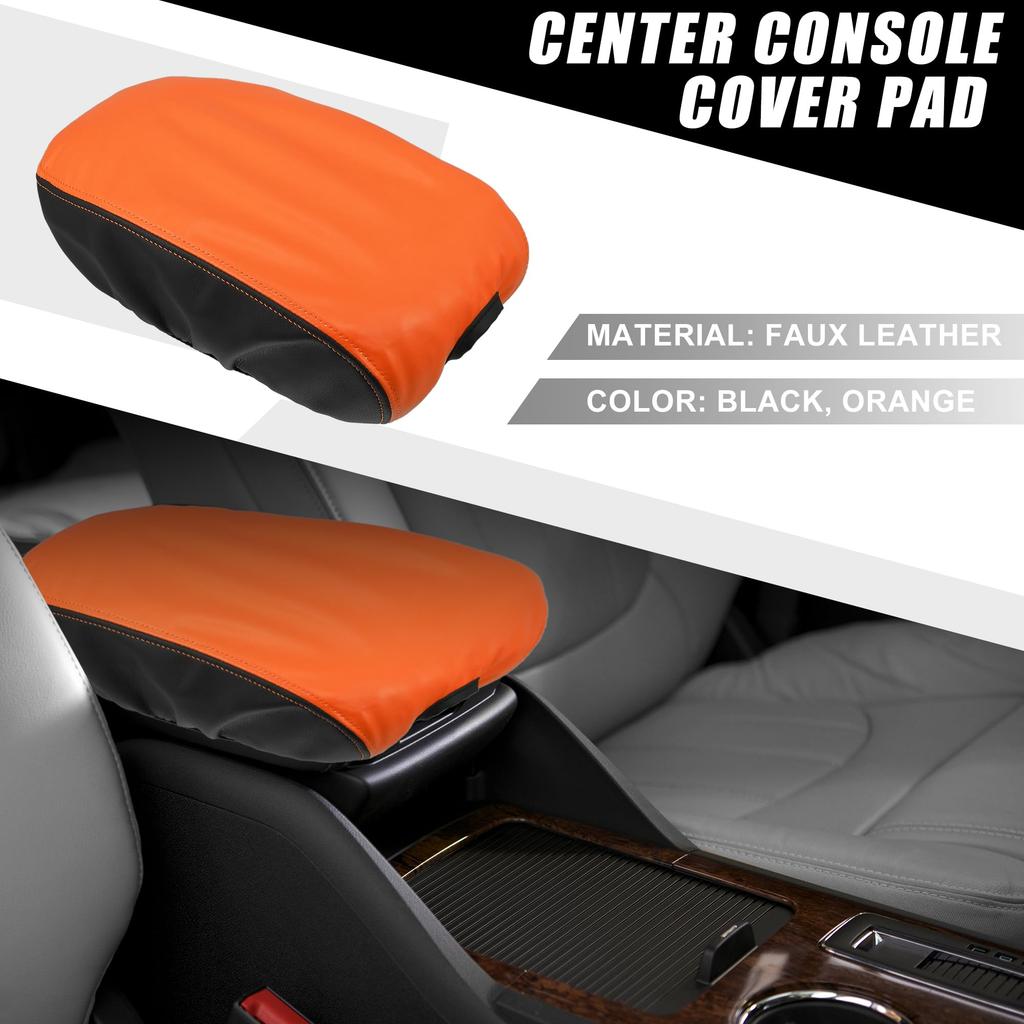 ABSOPRO Car Center Console Pad, Waterproof Armrest Seat Box Cover Protector for Dodge Charger 2015-2022, Black Orange