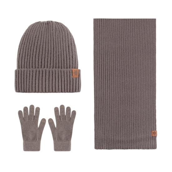 Yousheng 3Pcs/Set Men Hat Scarf Gloves Set Plush Ball Hat Cold Protection Scarf Touchscreen Gloves Set Ski Cycling Gear