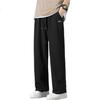 Warrior Casual Pants for Men, Winter Fleece-Lined Straight Wide-Leg Trousers, Men's Sports Sweatpants, Warm Long Pants for Men, Black XL