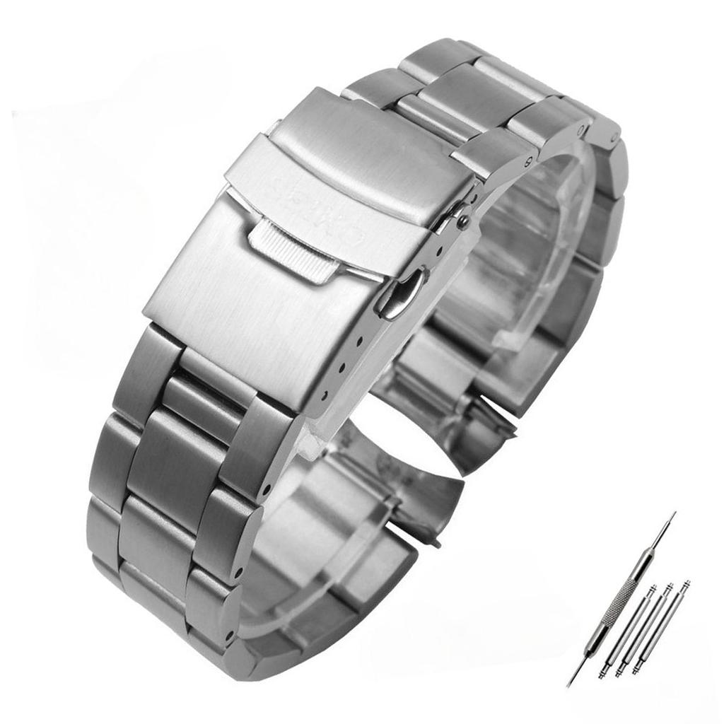 This steel bracelet fits the following Seiko 5 Green Submariner stainless steel watch strap models SKX007/009/173/175, SRPD63K1, SRP599J1, SNKP09K1.