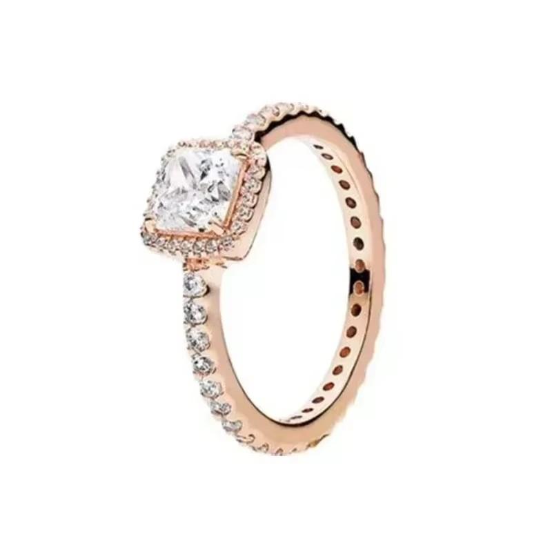 925 Sterling Silver Classic Dazzling Crown Round Hearts Ring Exquisite Women's Light Luxury Charm Ring Jewelry Gift