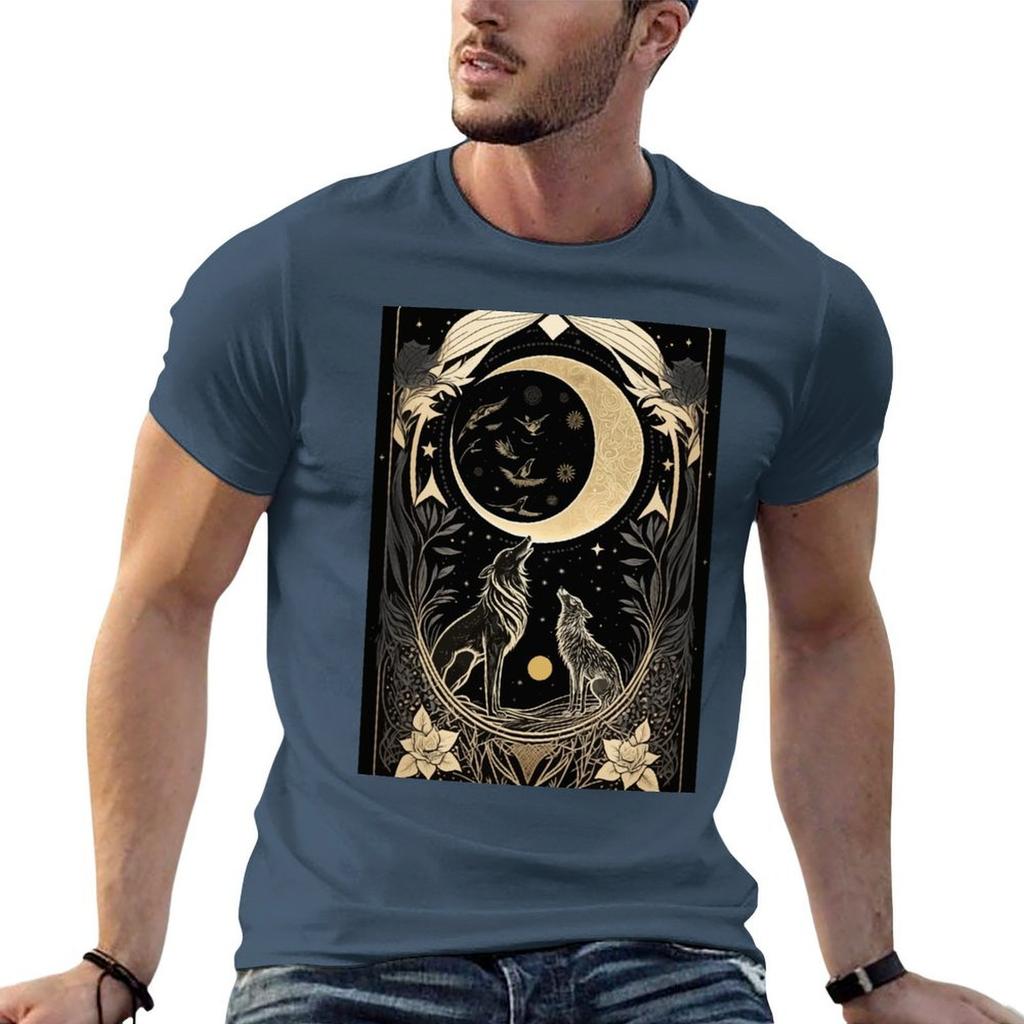 Wolf Moon And Trees Tarot Tshirt Stretch Fabric Comfort Tshirt