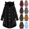 Cozy Cat Ear Women's Winter Warm Fleece Hoodie Hooded Coat For Casual Comfort