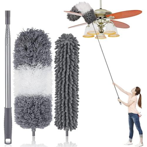 2-in-1 Teleskop-Reinigungsmopp, Ausziehbar bis 250 cm, Hochgeschwindigkeit ??Reinigung, Staubentfernung, Praktischer Mopp für hohe Stellen, 360° flexibler Moppkopf mit Mikro