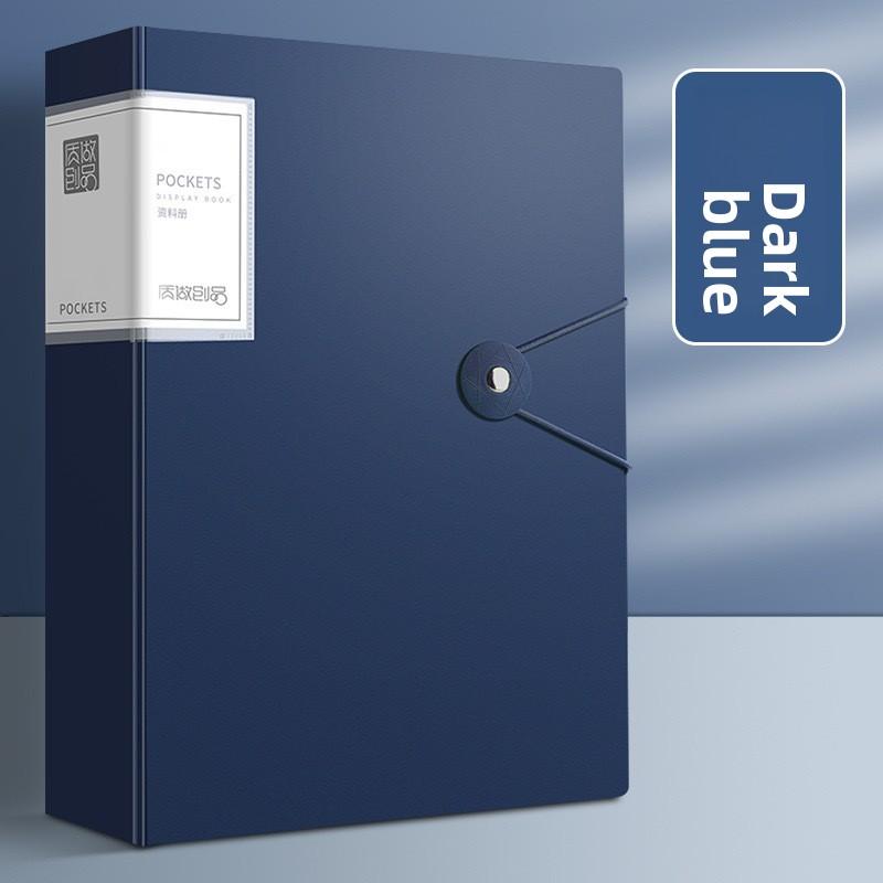 

Органайзер для файлов формата А4, Цветное портфолио для документов, Школьные принадлежности для студентов, Сумка для хранения бумаги 60 pages темно-синий