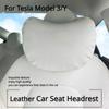 For Tesla Model 3/Y/X/S Car Seat Headrest Neck Pillow Headrest support High-quality leather Seat Protect Cover car accessories