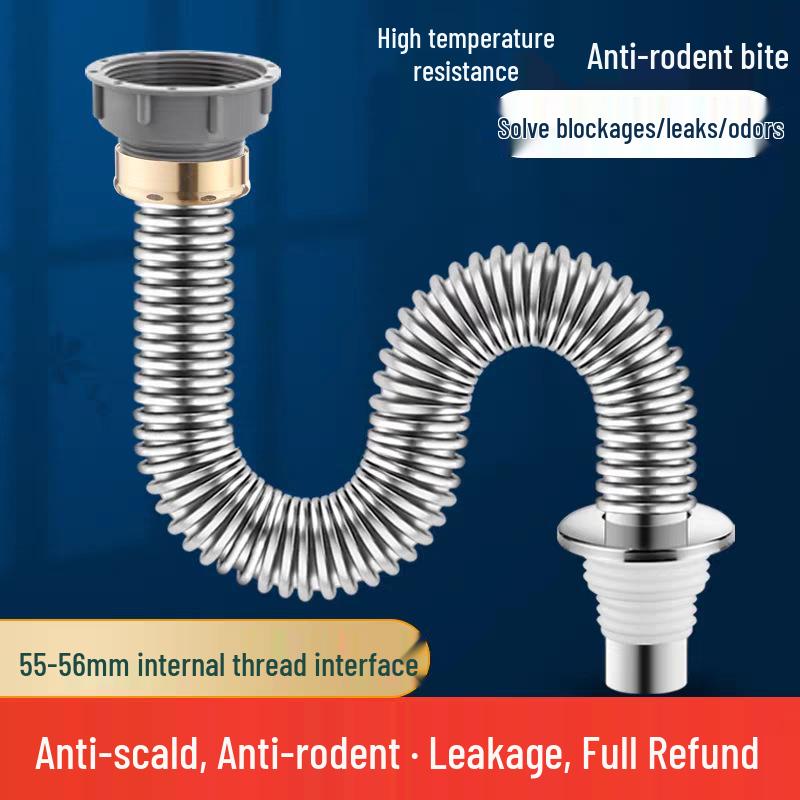 Stainless Steel Kitchen Sink Drainage Pipe Set with Anti-Odor Device