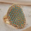 Retro Bohemian Fashion Set Zircon Oval Ring, Women's Personality Exaggerated Design Holiday Accessories Jewelry Gifts