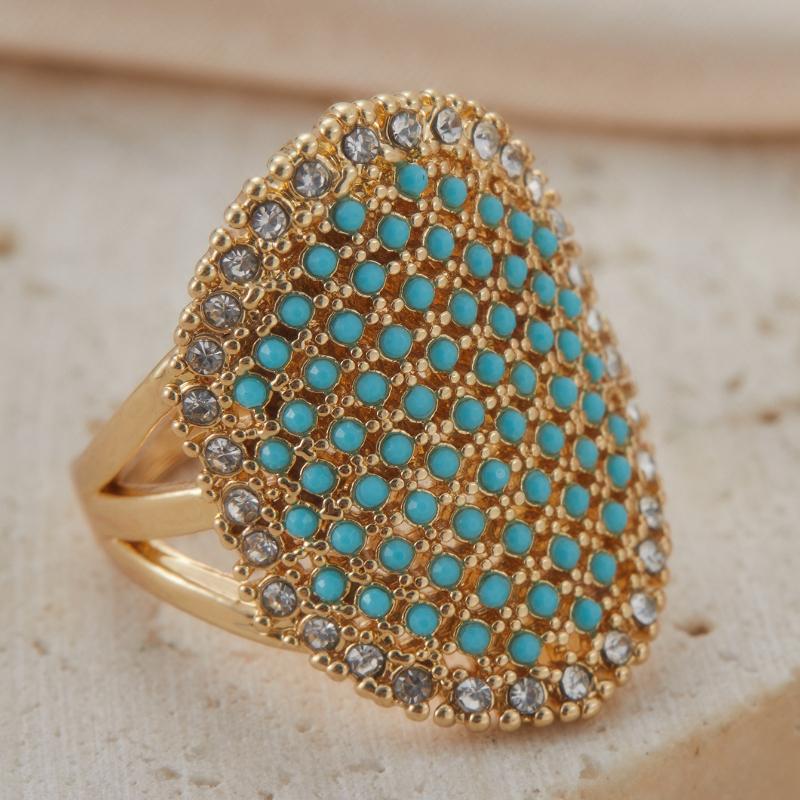 Retro Bohemian Fashion Set Zircon Oval Ring, Women's Personality Exaggerated Design Holiday Accessories Jewelry Gifts