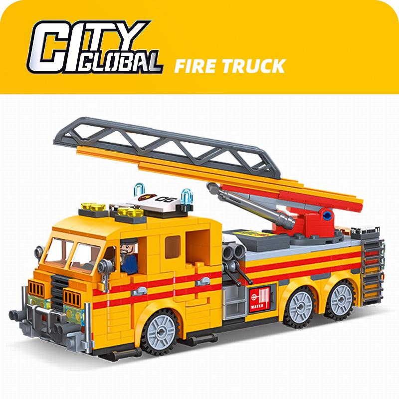Rescue fire truck building blocks cloud ladder fire extinguishing city series puzzle assembly toy model