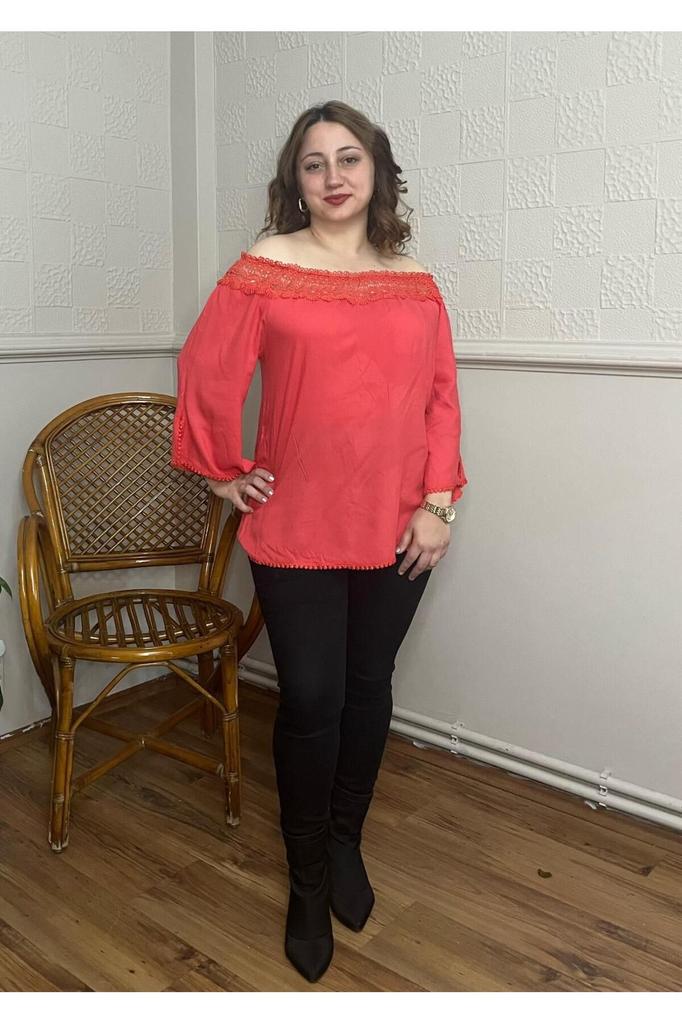 Women's Big Size Blouse Lace Collar Plus Size Blouse Black