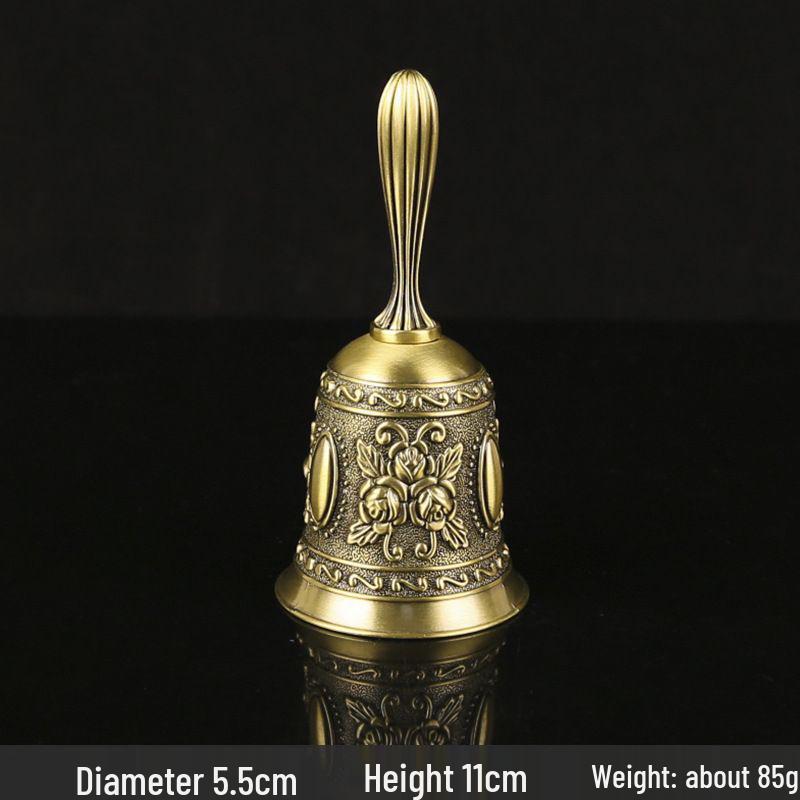Bronze Retro Hand Crank Bell - Vintage Decorative Serving Bell for Home, Bar, or Restaurant.