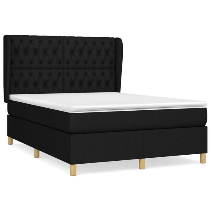 VidaXL Divan Bed with Mattress Black 140x200 Cm Fabric - Model 3128767