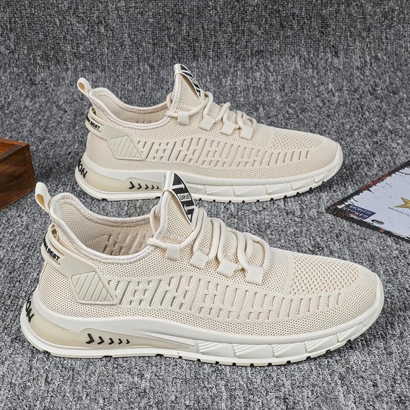 Herrenschuhe 2024 neue Sommer atmungsaktive lässige Sport-Mesh-Schuhe mit Laufsohle aus weichem Material, Fly-Woven-Mesh, Herren-Trendschuhe
