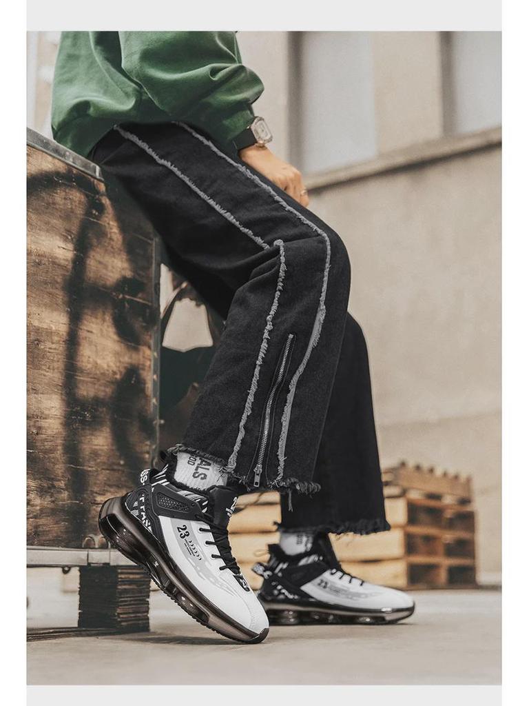 AJ High Top Herren Basketball- und Laufschuhe - Herbst/Winter Leder, Samt gefüttert, Höhenverstärkende Trend-Sneaker