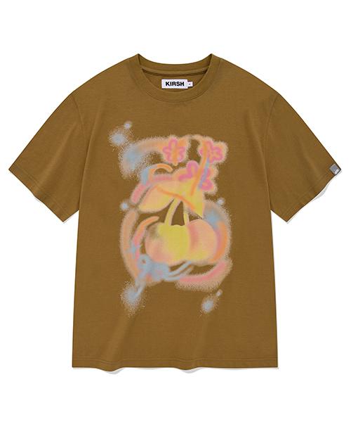 Kirsh Cherry Blur Graphic T-Shirt [Khaki] 1