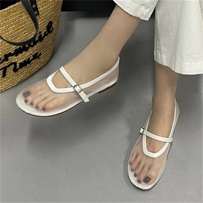 Sommer Gemütlich Atmungsaktiv Löcher Mesh Runde Zehen Flache Absätze Damen Sandalen Mode Schnallenriemen Pantoletten Schuhe Zapatos De Mujer