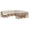 Outdoor Sofa Set 12 Pcs Natural and Cream White Polyester