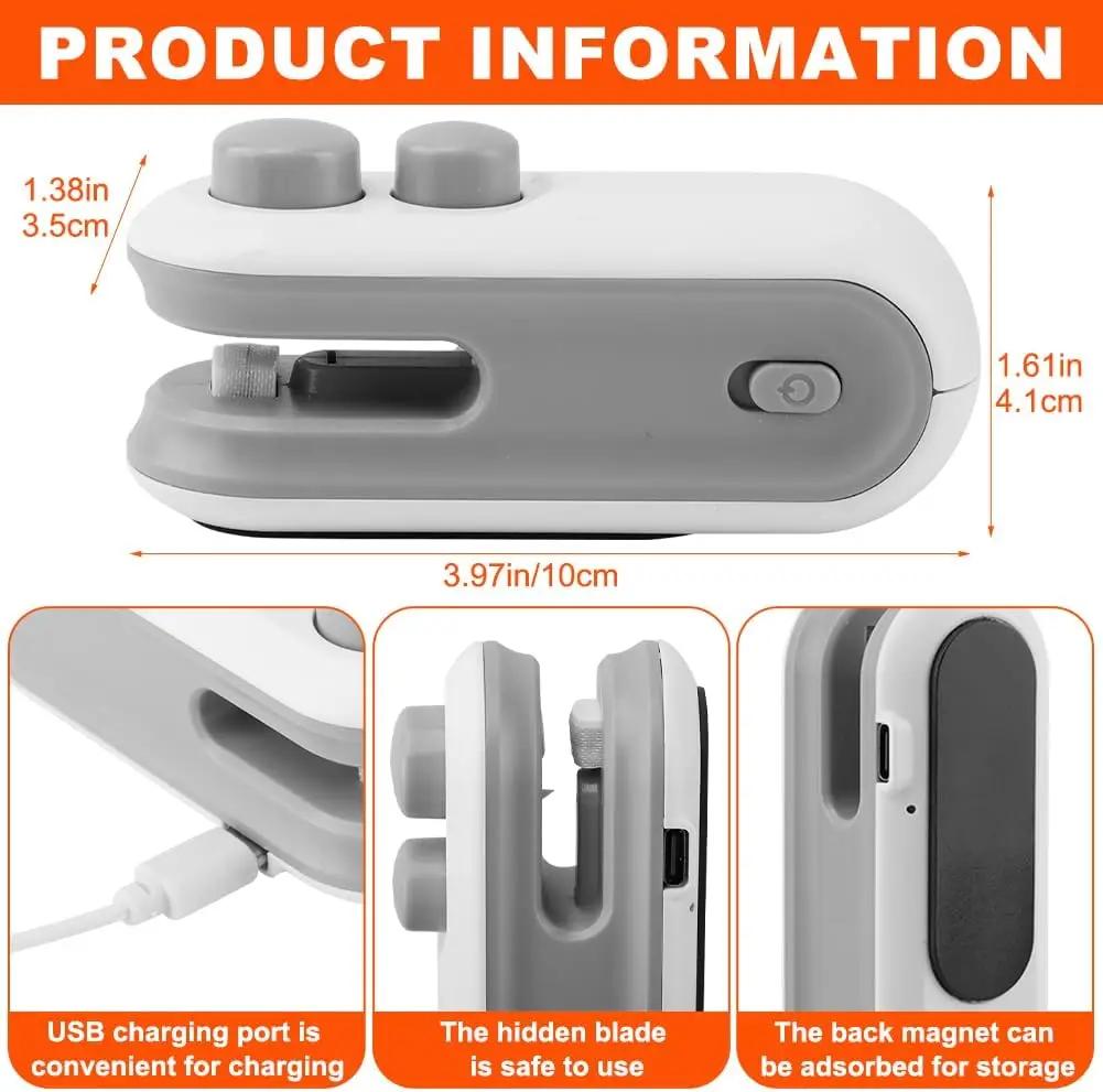 USB přenosný mini tepelný sáček na uzavírání sáčků pro svačiny Domácí použití Dobíjecí těsnění vakuové těsnění plastové sáčky Tepelné těsnění klip