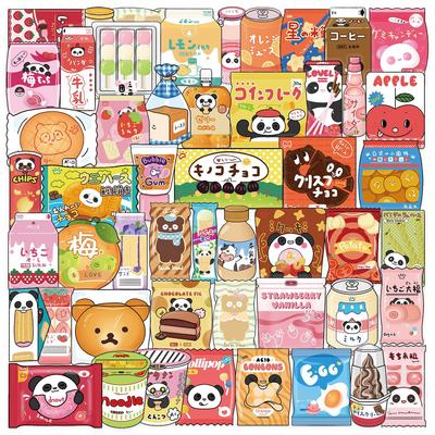 50 Transparent Cartoon Snack Sticker Pack Waterproof Transparent PET Manual Material Decorative Guitar Notebook