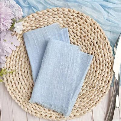 50 Stück Großhandel Gaze Baumwoll-Serviette 32x32cm Babyblau Geschirrtuch Wiederverwendbar Hochzeit Party Weihnachten Tischdekor Florale Servietten