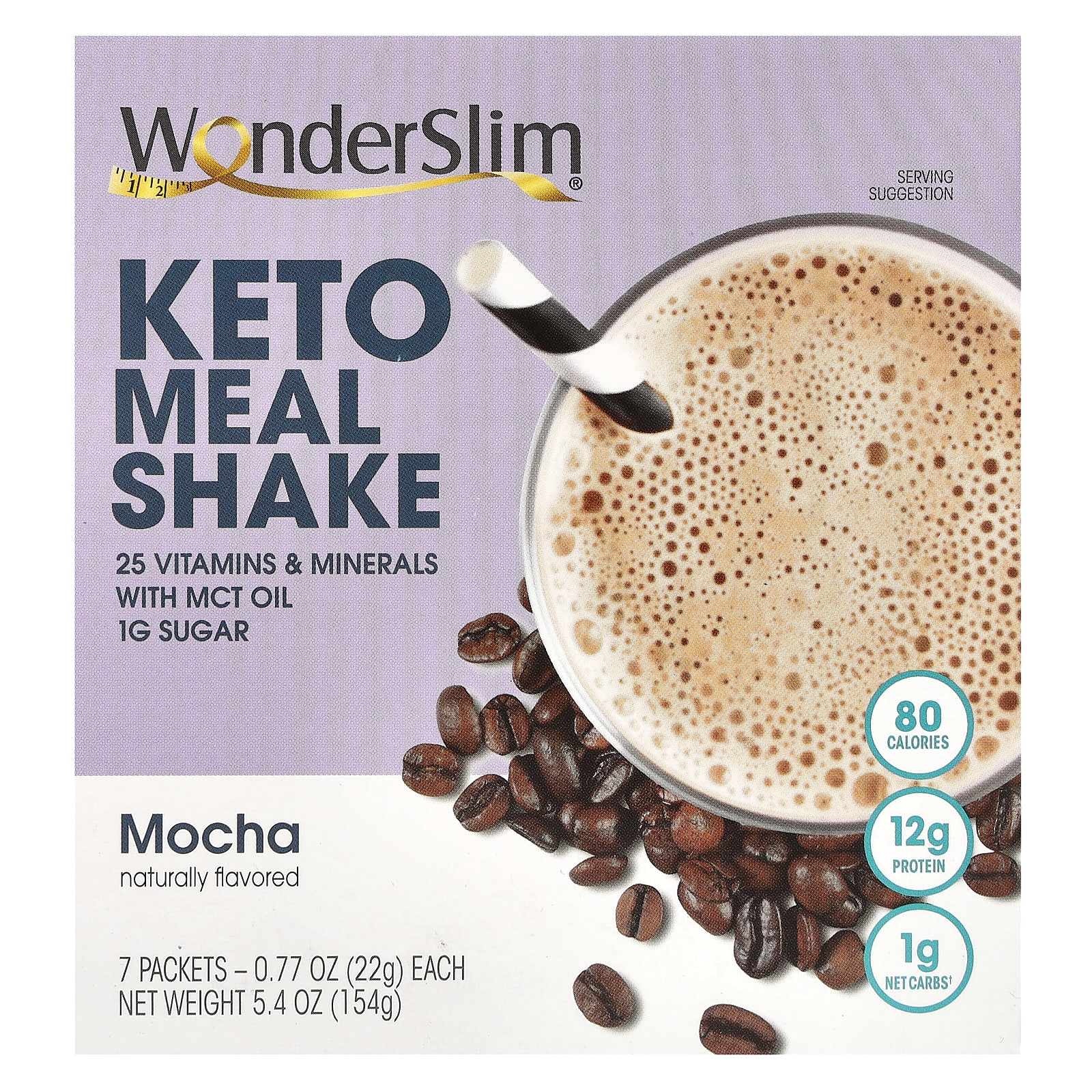 

WonderSlim, Keto Meal Shake, Mocha, 7 packs, 0.77 oz (22 g) each