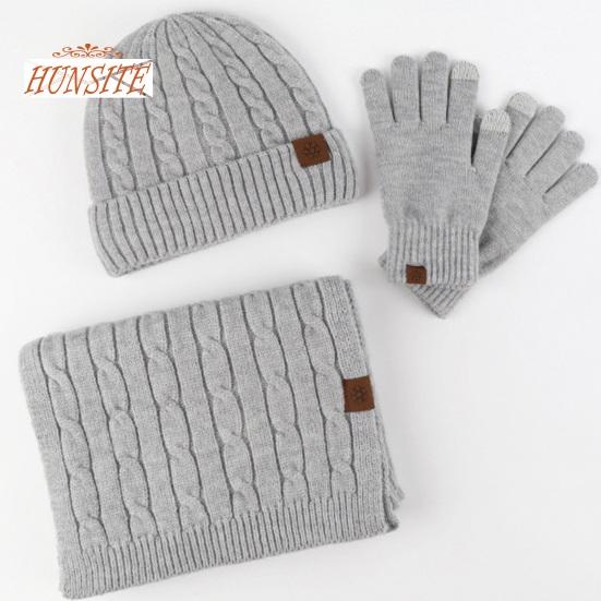 3 ks/sada Zimní čepice Šála Rukavice Set, Unisex, Silné teplé, Elastické, Protiskluzové, Krk Ochrana rukou, Venkovní cyklistická čepice Sada zateplených rukavic