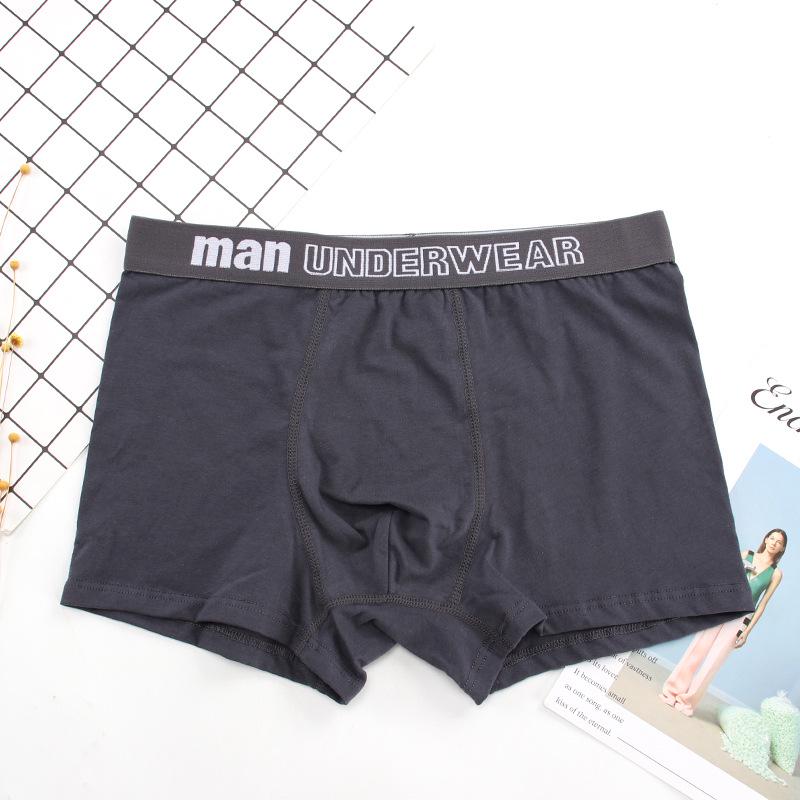 

Men s Mid-Waist Cotton Boxer Briefs with Letter Design, U-Pouch, Flat-Leg Style XL темно-серого