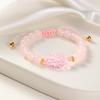 Multi-color Transparent Fox Jade Glass Beaded Bracelet, Handmade Braided Rope Charm Lucky Bracelets,Women's Jewelry Gifts