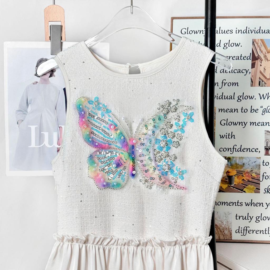 Colored Staple Sequins Butterfly Cloth Stickers Organza Lace Patch Decorative Clothes Skirts Decal Accessories