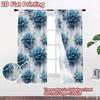 2D FLAT PRINTING 2pcs Curtains (Without Rod) Blue Roses and Pearls Popular Fashionable Curtains Versatile 100% Polyester