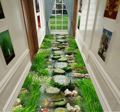Tapis Long Corridor Panoramique 3D Décoration Salon Tapis de Sol Antidérapant Facile à Nettoyer Couloir Tapis de Hall Tapis d'Escalier Personnalisé
