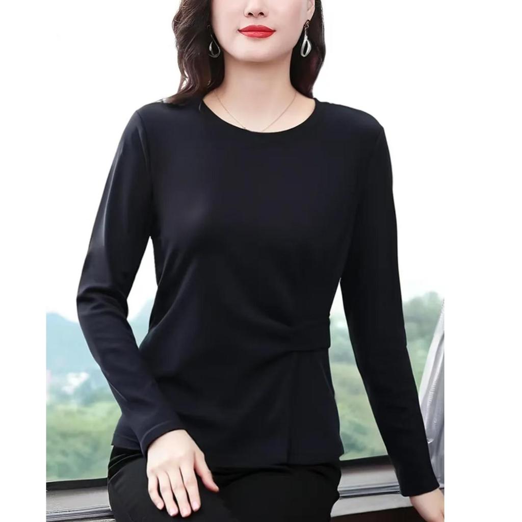 Women's 2025 Early Autumn Fleece Long-Sleeve T-Shirt: Flattering, Slimming, Versatile Base Layer Top