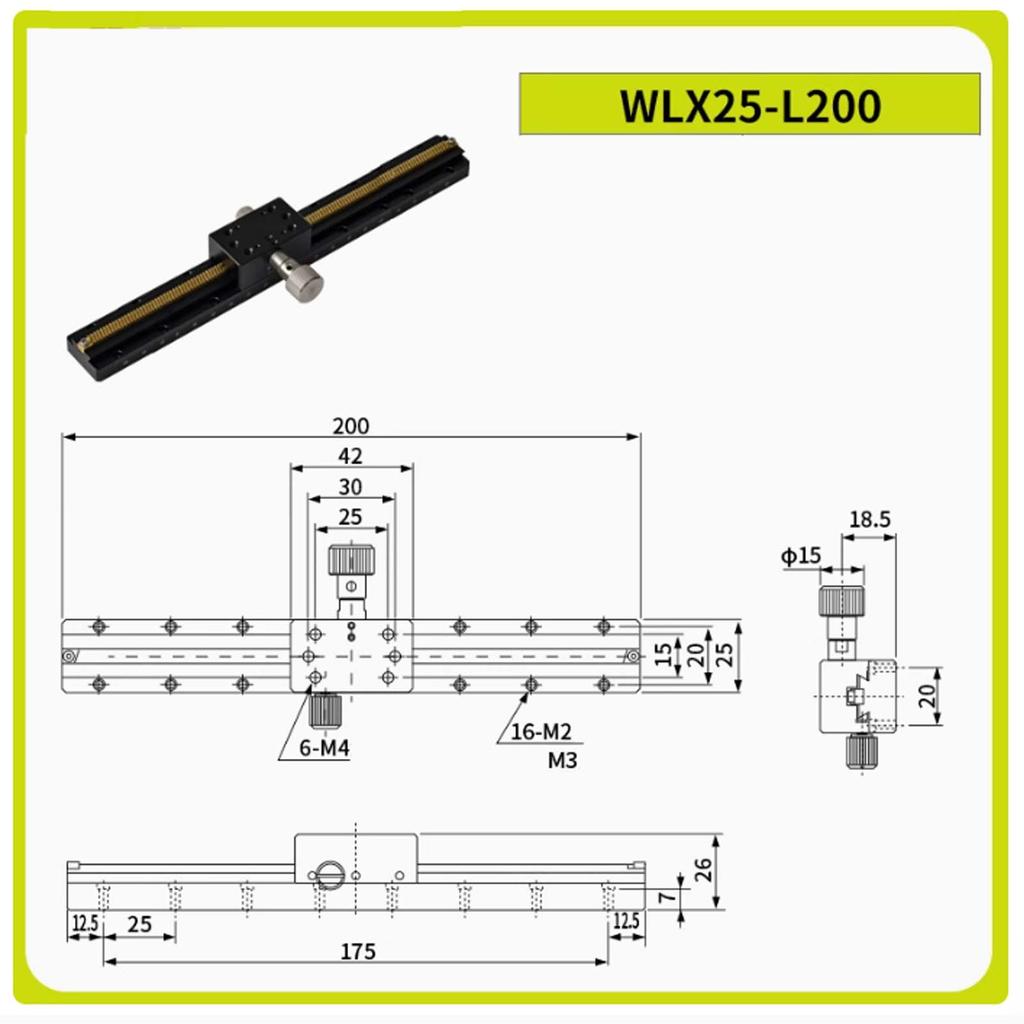 X-axis Dovetail Groove Manual Slide, Long Stroke Gear Drive Bar Type Fine Adjustment Platform