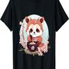 Otaku Anime Red Panda Eat Ramen Noodles Cherry Blossom T-Shirt(48)